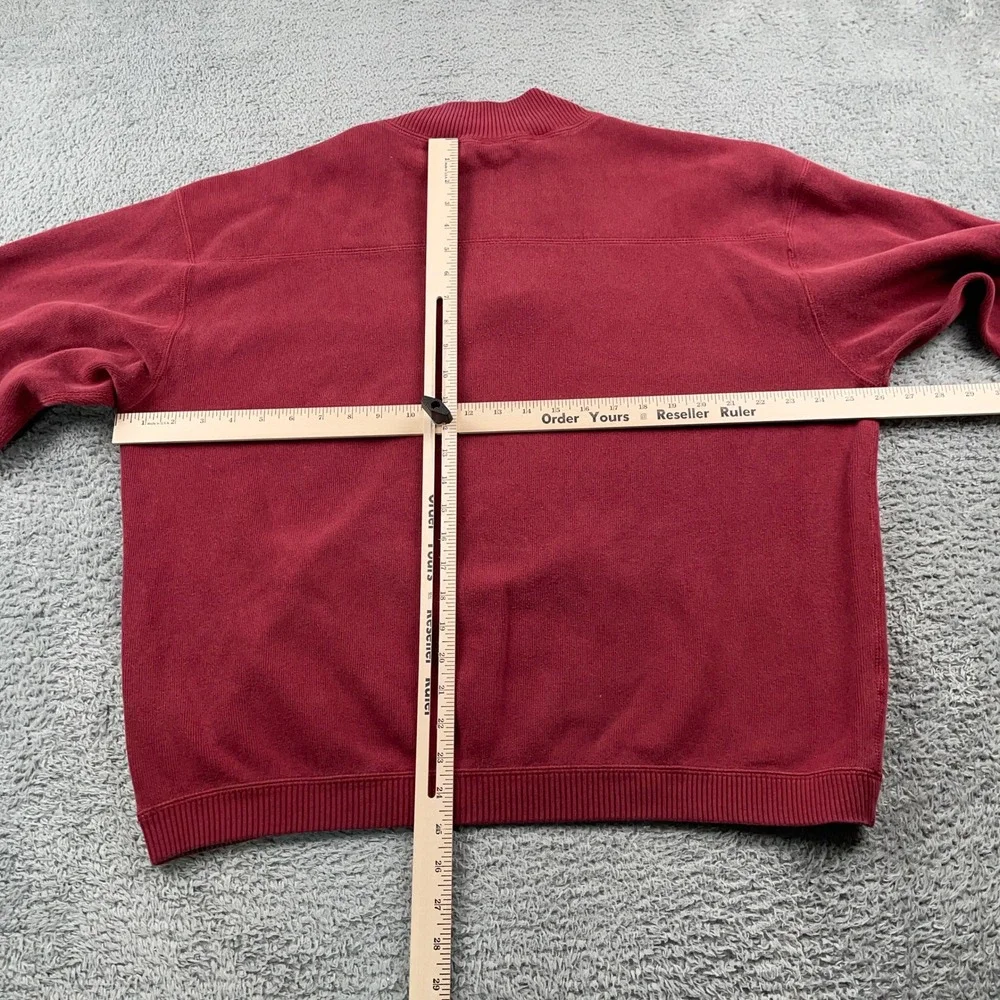 Tommy Bahama Sweater Mens 2XL Red 1/4 Zip Pullover Ribbed Cotton Sweatshirt
